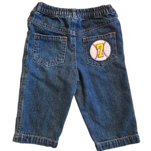 Vintage Y2K early 2000s baseball themed blue jeans